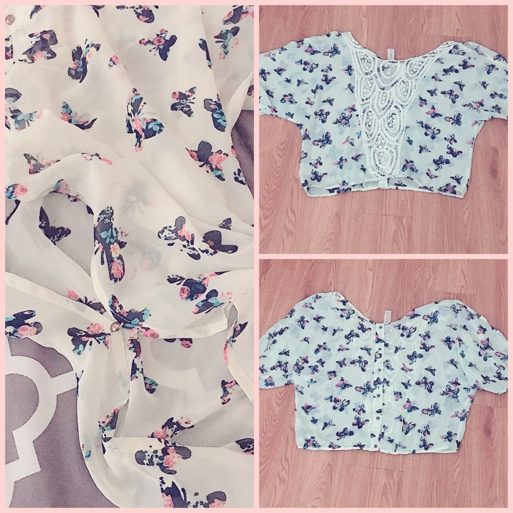 A white butterfly shirt